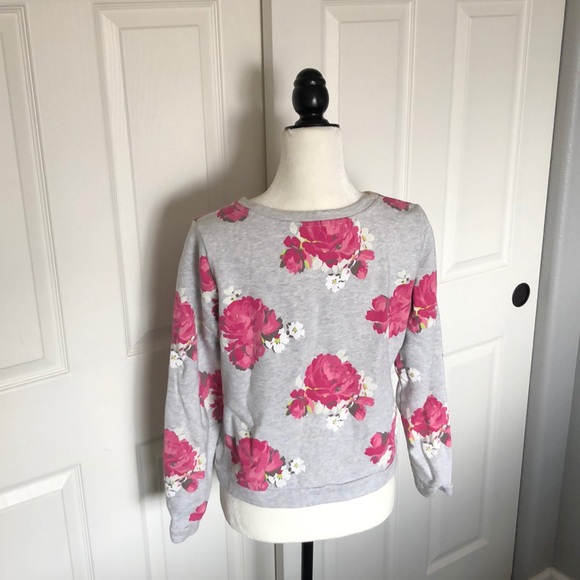 Like new LOFT Cropped Floral Sweatshirt - Picture 2 of 7